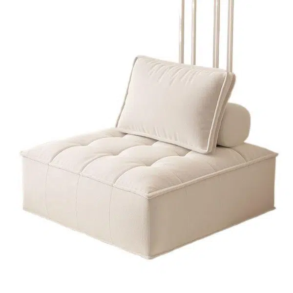 Contemporary Nordic Square Block Solid Wood Lambswool Technology Fabric Cotton Linen Sofa Backless Armless For Living Room - Image 14