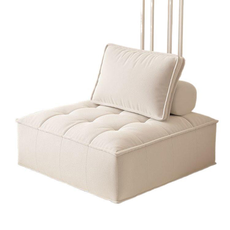 DFM-Chair-FA01098-14.jpg Contemporary Nordic Square Block Solid Wood Lambswool Technology Fabric Cotton Linen Sofa Backless Armless For Living Room - Image 14