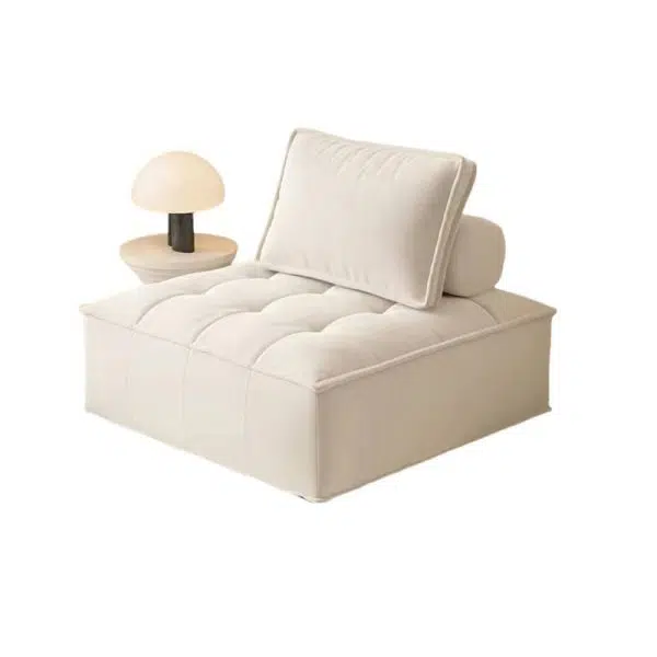 Contemporary Nordic Square Block Solid Wood Lambswool Technology Fabric Cotton Linen Sofa Backless Armless For Living Room - Image 12