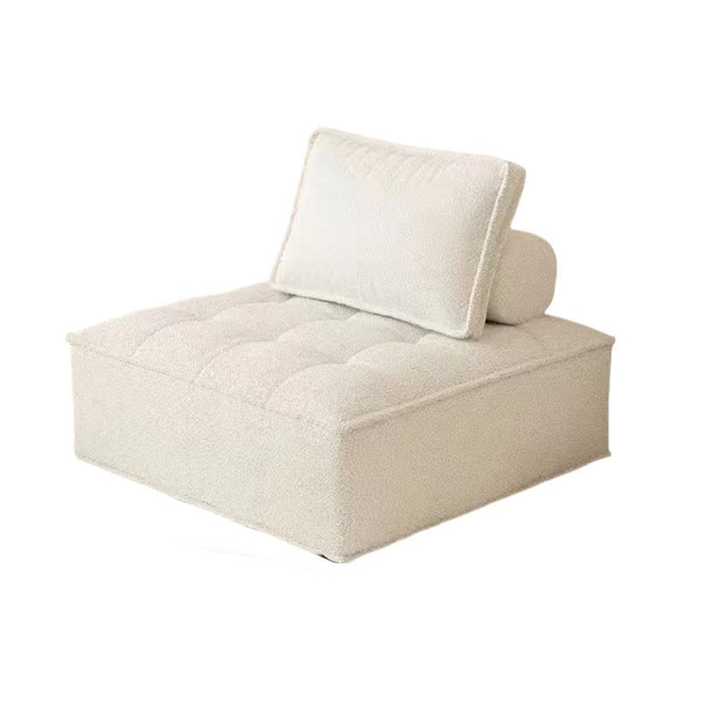 DFM-Chair-FA01098-4.jpg Contemporary Nordic Square Block Solid Wood Lambswool Technology Fabric Cotton Linen Sofa Backless Armless For Living Room - Image 10