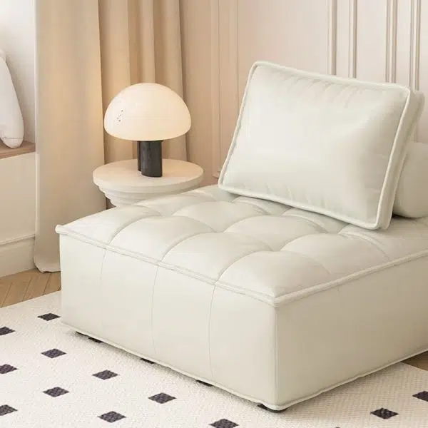 Contemporary Nordic Square Block Solid Wood Lambswool Technology Fabric Cotton Linen Sofa Backless Armless For Living Room - Image 8