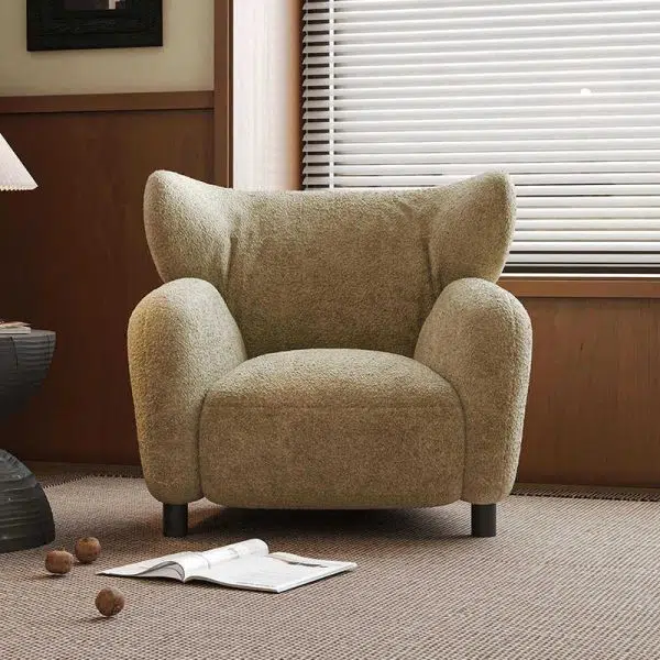 Contemporary Retro Lambswool Solid Wood Sofa Backrest Armrest For Living Room - Image 12