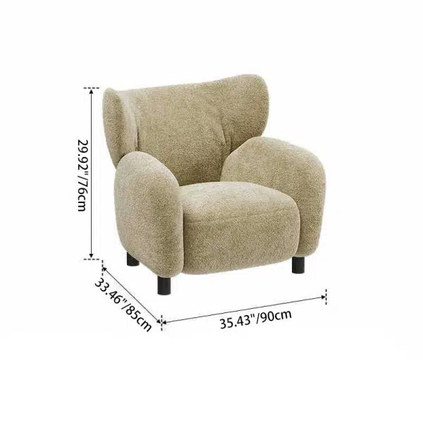 Contemporary Retro Lambswool Solid Wood Sofa Backrest Armrest For Living Room - Image 4