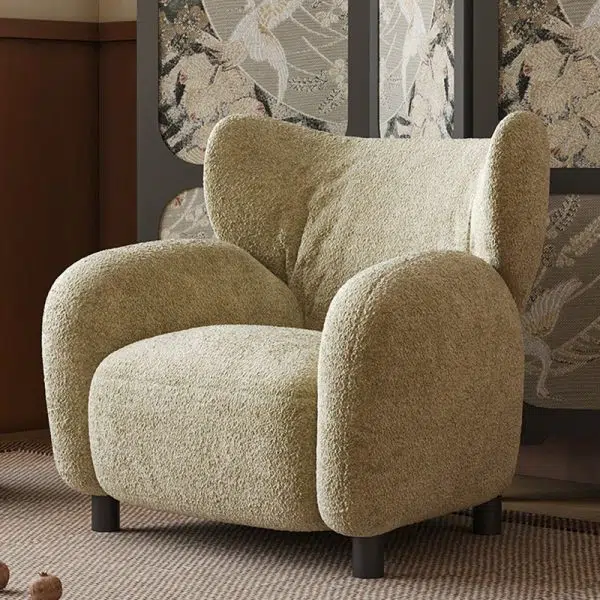 Contemporary Retro Lambswool Solid Wood Sofa Backrest Armrest For Living Room - Image 6