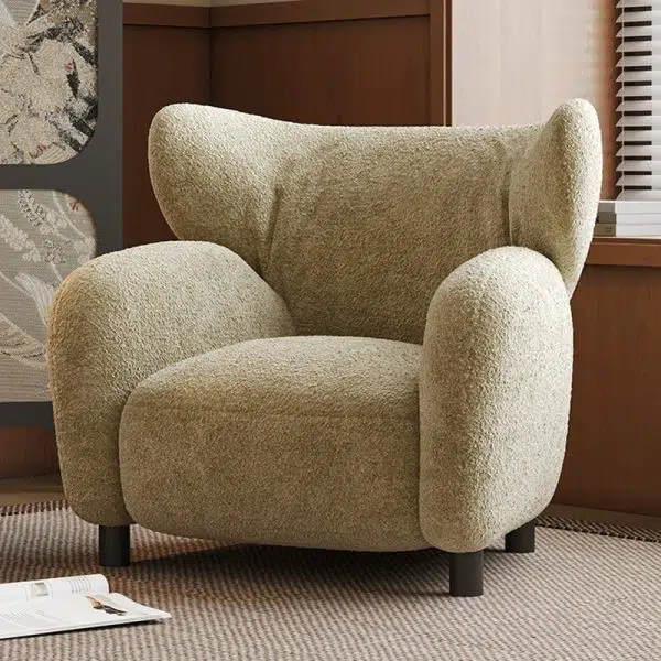 Contemporary Retro Lambswool Solid Wood Sofa Backrest Armrest For Living Room - Image 7