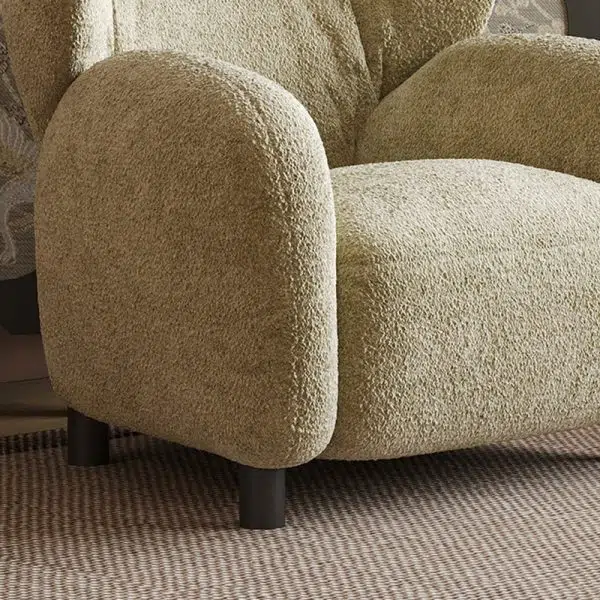 Contemporary Retro Lambswool Solid Wood Sofa Backrest Armrest For Living Room - Image 5