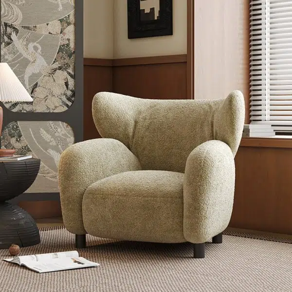 Contemporary Retro Lambswool Solid Wood Sofa Backrest Armrest For Living Room