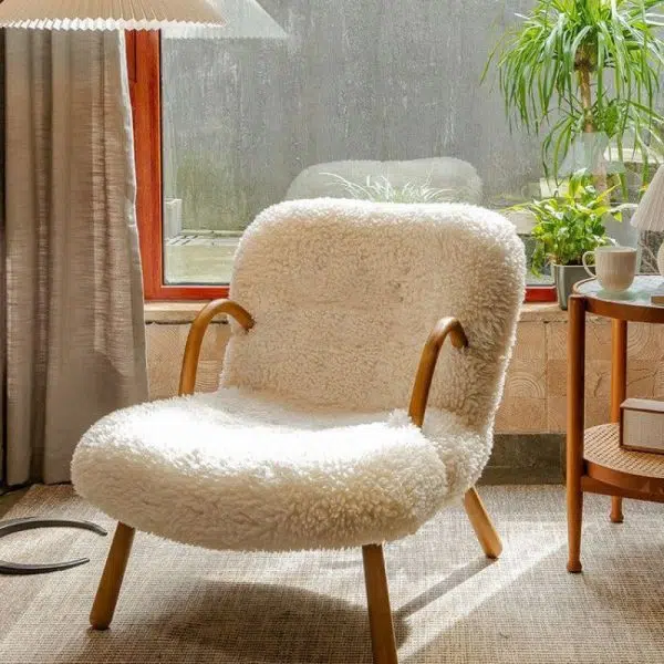 Contemporary Nordic Flannelette Solid Wood Iron Accent Chair Backrest Armrest Footrest For Living Room - Image 9