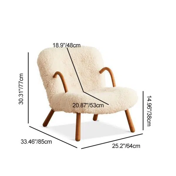 Contemporary Nordic Flannelette Solid Wood Iron Accent Chair Backrest Armrest Footrest For Living Room - Image 4