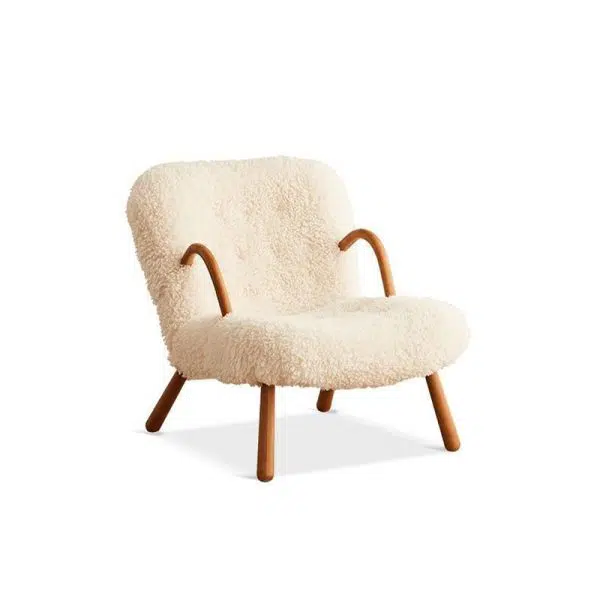 Contemporary Nordic Flannelette Solid Wood Iron Accent Chair Backrest Armrest Footrest For Living Room - Image 12