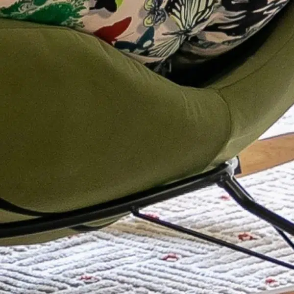 Contemporary Nordic Flannelette Iron Solid Wood Oval Curved Recliner Backrest Armrest For Living Room - Image 5