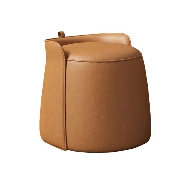 Contemporary Nordic Cylindrical Bucket Rotatable Technology Fabric Solid Wood Vanity Stool Backless Armless For Living Room - Image 11