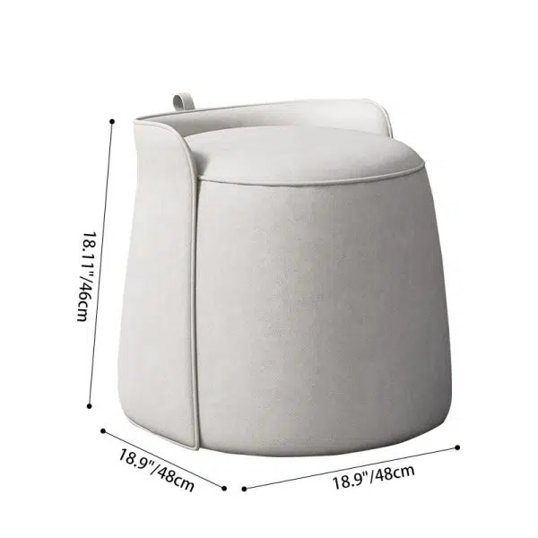 Contemporary Nordic Cylindrical Bucket Rotatable Technology Fabric Solid Wood Vanity Stool Backless Armless For Living Room - Image 4