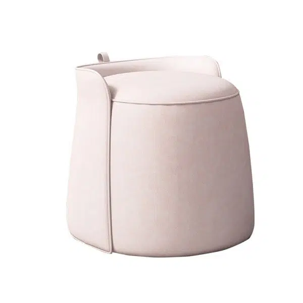 Contemporary Nordic Cylindrical Bucket Rotatable Technology Fabric Solid Wood Vanity Stool Backless Armless For Living Room - Image 10