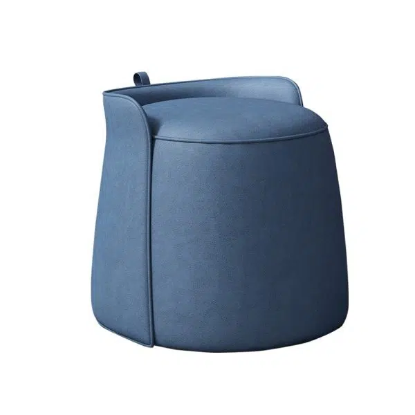 Contemporary Nordic Cylindrical Bucket Rotatable Technology Fabric Solid Wood Vanity Stool Backless Armless For Living Room - Image 12