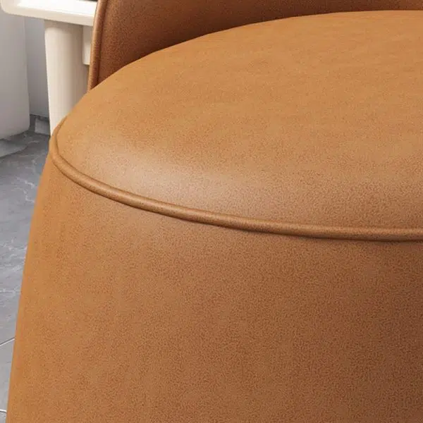 Contemporary Nordic Cylindrical Bucket Rotatable Technology Fabric Solid Wood Vanity Stool Backless Armless For Living Room - Image 6