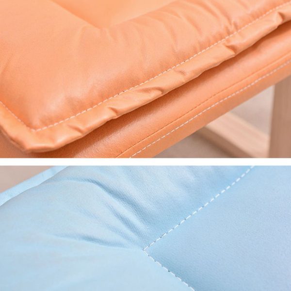 Contemporary Nordic Square Leather Solid Wood Footstool Backless Armless For Living Room - Image 6