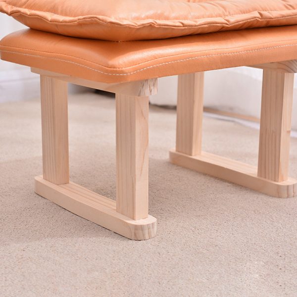 Contemporary Nordic Square Leather Solid Wood Footstool Backless Armless For Living Room - Image 9