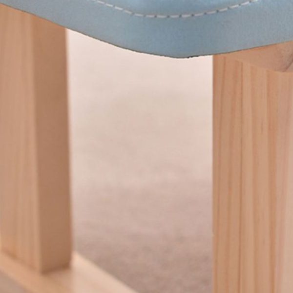 Contemporary Nordic Square Leather Solid Wood Footstool Backless Armless For Living Room - Image 7