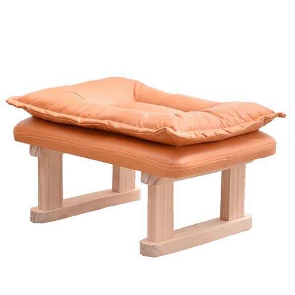 Contemporary Nordic Square Leather Solid Wood Footstool Backless Armless For Living Room - Image 23