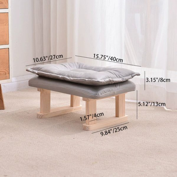Contemporary Nordic Square Leather Solid Wood Footstool Backless Armless For Living Room - Image 4
