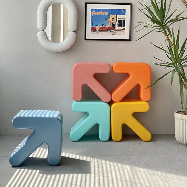 Contemporary Creative Arrow Full PE Footstool Backless Armless For Living Room - Image 12