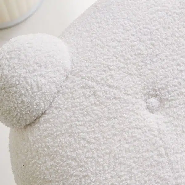 Contemporary Nordic Bear Lambswool Rubber Wood Carbon Steel Recliner Footrest Backrest Armrest For Living Room - Image 6