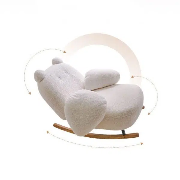 Contemporary Nordic Bear Lambswool Rubber Wood Carbon Steel Recliner Footrest Backrest Armrest For Living Room - Image 21