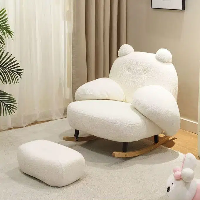 DFM-Chair-FA01173-17-49582a9e-a003-4b9c-91b8-a47ac5a8a3ee.jpg Contemporary Nordic Bear Lambswool Rubber Wood Carbon Steel Recliner Footrest Backrest Armrest For Living Room - Image 1