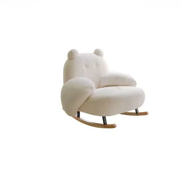 Contemporary Nordic Bear Lambswool Rubber Wood Carbon Steel Recliner Footrest Backrest Armrest For Living Room - Image 22