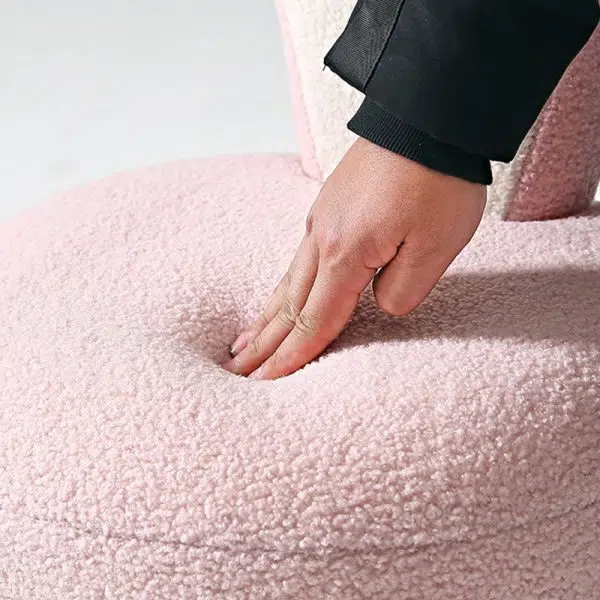 Contemporary Creative Round Rabbit Ears Swivel Lambswool Solid Wood Low Stool Backrest Armless For Living Room - Image 7