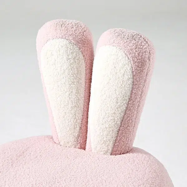 Contemporary Creative Round Rabbit Ears Swivel Lambswool Solid Wood Low Stool Backrest Armless For Living Room - Image 5