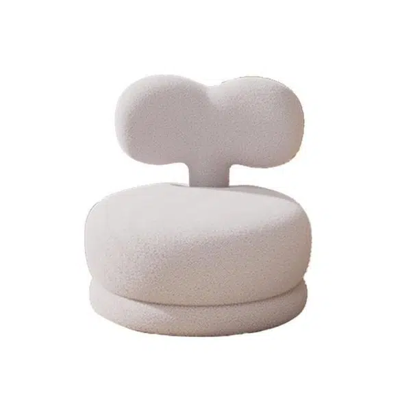Contemporary Creative Round Rabbit Ears Bow Swivel Lambswool Solid Wood Low Stool Backrest Armless For Living Room - Image 14