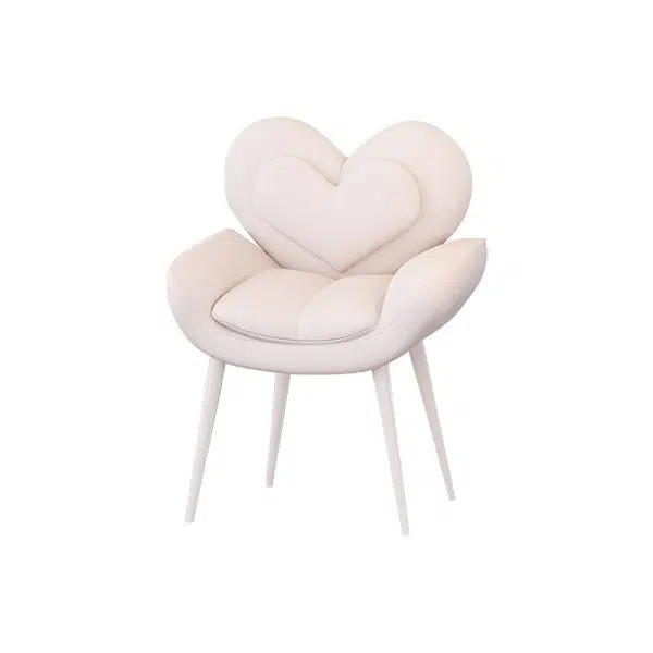 Contemporary Nordic Love Heart Flannelette Pine Iron Vanity Stool Backrest Armrest For Bedroom - Image 18