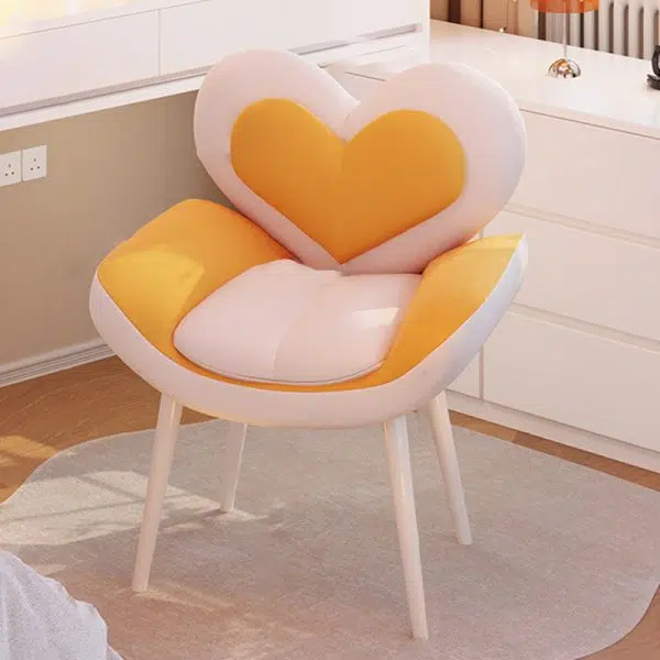 Contemporary Nordic Love Heart Flannelette Pine Iron Vanity Stool Backrest Armrest For Bedroom - Image 16