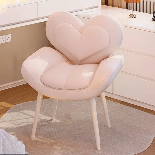 Contemporary Nordic Love Heart Flannelette Pine Iron Vanity Stool Backrest Armrest For Bedroom - Image 11