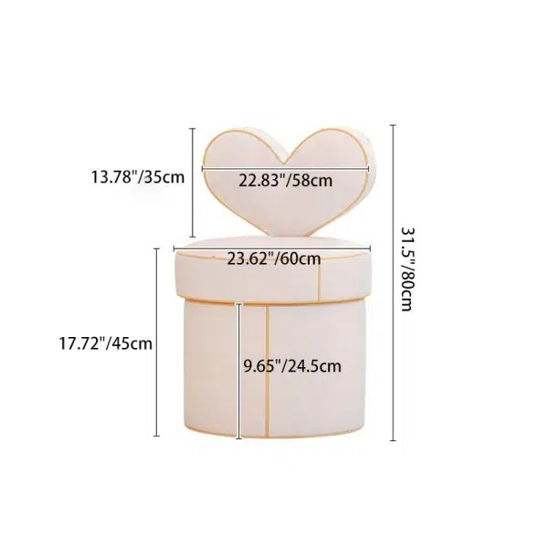 Contemporary Nordic Cylinder Love Heart Swivel Flannelette Pine Vanity Stool Backrest Armless For Bedroom - Image 4