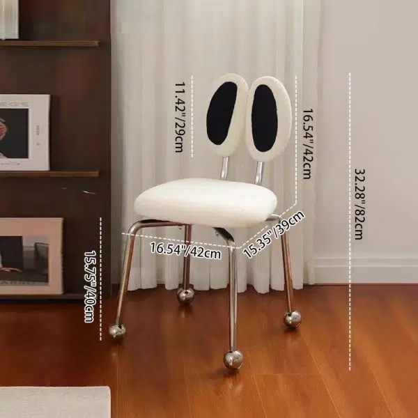 Contemporary Creative Crab Shape Lambswool Stainless Steel Vanity Stool Backrest Armless For Bedroom - Image 7