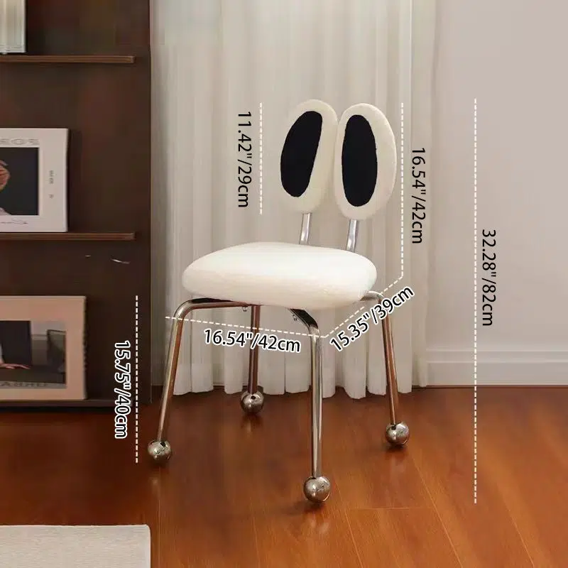 DFM-Chair-FA01222-1.jpg Contemporary Creative Crab Shape Lambswool Stainless Steel Vanity Stool Backrest Armless For Bedroom - Image 7