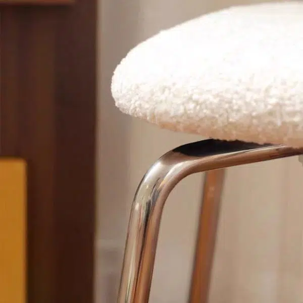 Contemporary Creative Crab Shape Lambswool Stainless Steel Vanity Stool Backrest Armless For Bedroom - Image 6