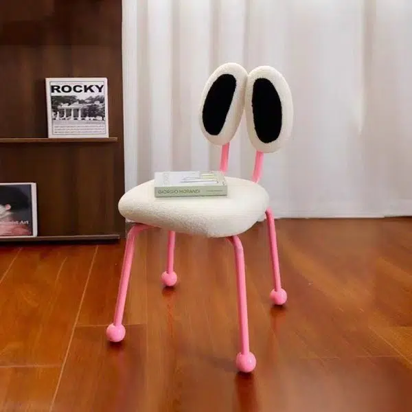 Contemporary Creative Crab Shape Lambswool Stainless Steel Vanity Stool Backrest Armless For Bedroom - Image 14