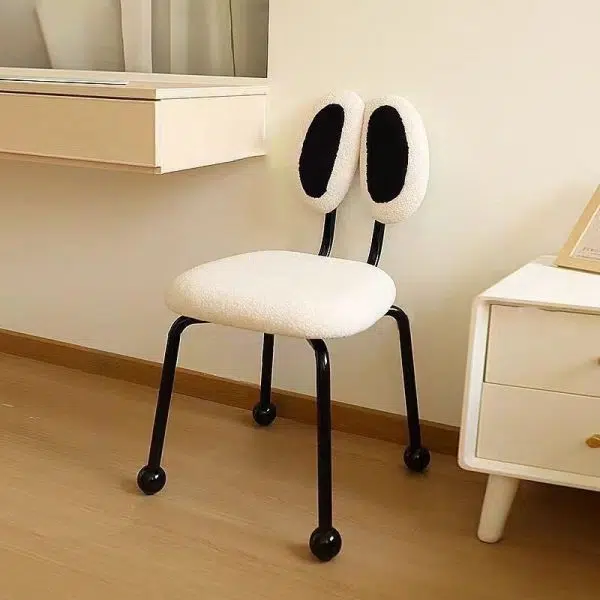 Contemporary Creative Crab Shape Lambswool Stainless Steel Vanity Stool Backrest Armless For Bedroom - Image 15