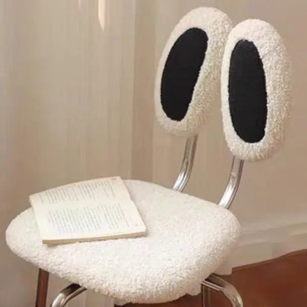 Contemporary Creative Crab Shape Lambswool Stainless Steel Vanity Stool Backrest Armless For Bedroom - Image 4