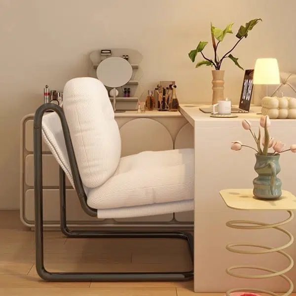 Contemporary Nordic Square Corduroy Iron Doll Cotton Sponge Sofa Backrest Armless For Bedroom - Image 8