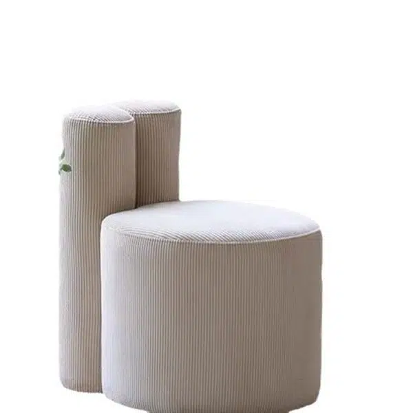 Contemporary Nordic Rabbit Ears Cylinder Corduroy Solid Wood Vanity Stool Backrest Armless For Bedroom - Image 13