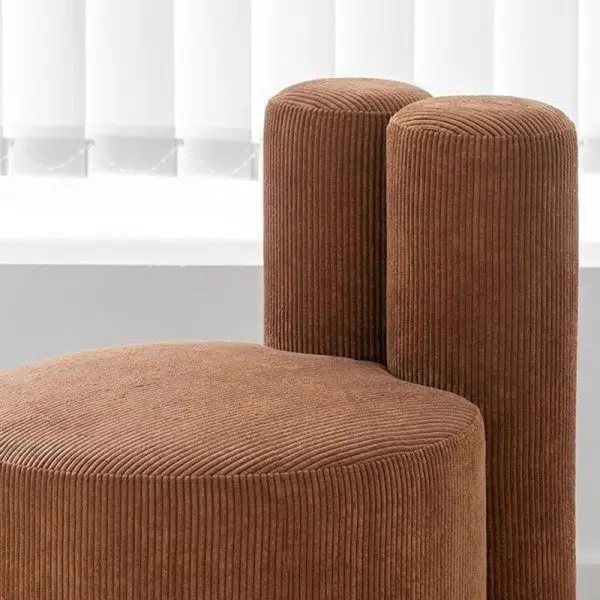 Contemporary Nordic Rabbit Ears Cylinder Corduroy Solid Wood Vanity Stool Backrest Armless For Bedroom - Image 10