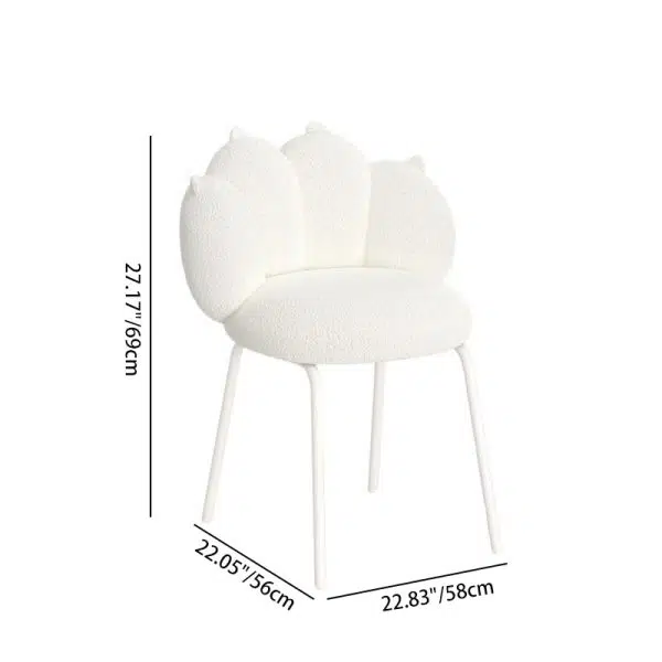 Contemporary Nordic Bear Paw Swivel Lambswool Carbon Steel Vanity Stool Backrest Armless For Bedroom - Image 4