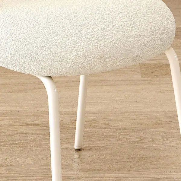 Contemporary Nordic Bear Paw Swivel Lambswool Carbon Steel Vanity Stool Backrest Armless For Bedroom - Image 6