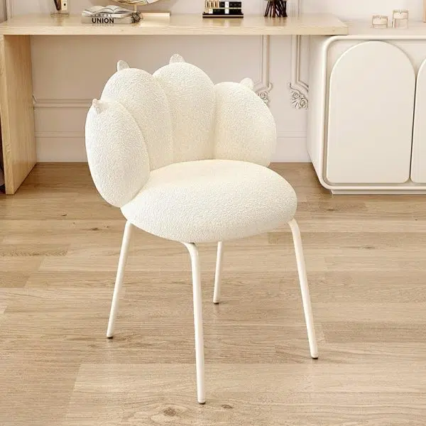 Contemporary Nordic Bear Paw Swivel Lambswool Carbon Steel Vanity Stool Backrest Armless For Bedroom - Image 8