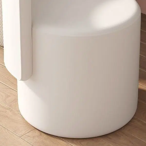 Contemporary Nordic Cylinder Swivel Solid Wood Leather Vanity Stool Backrest Armless For Bedroom - Image 6